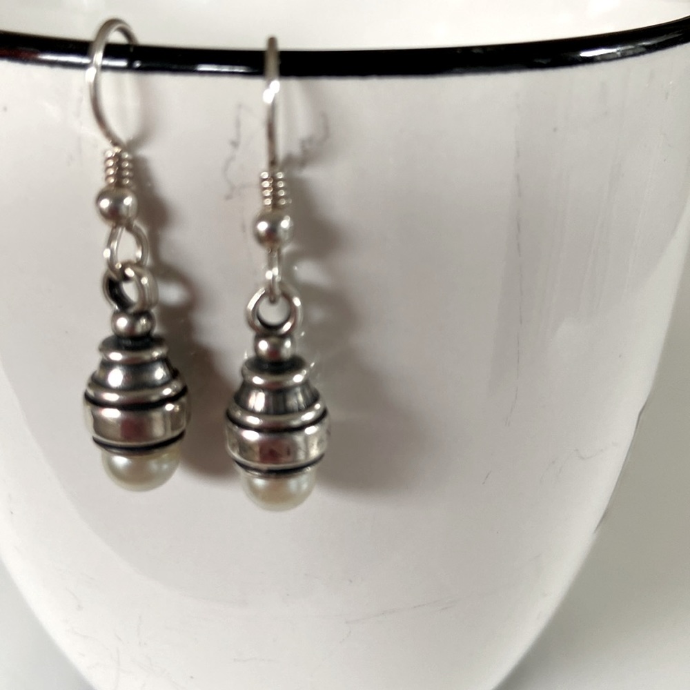 Silver and pearl earrings
